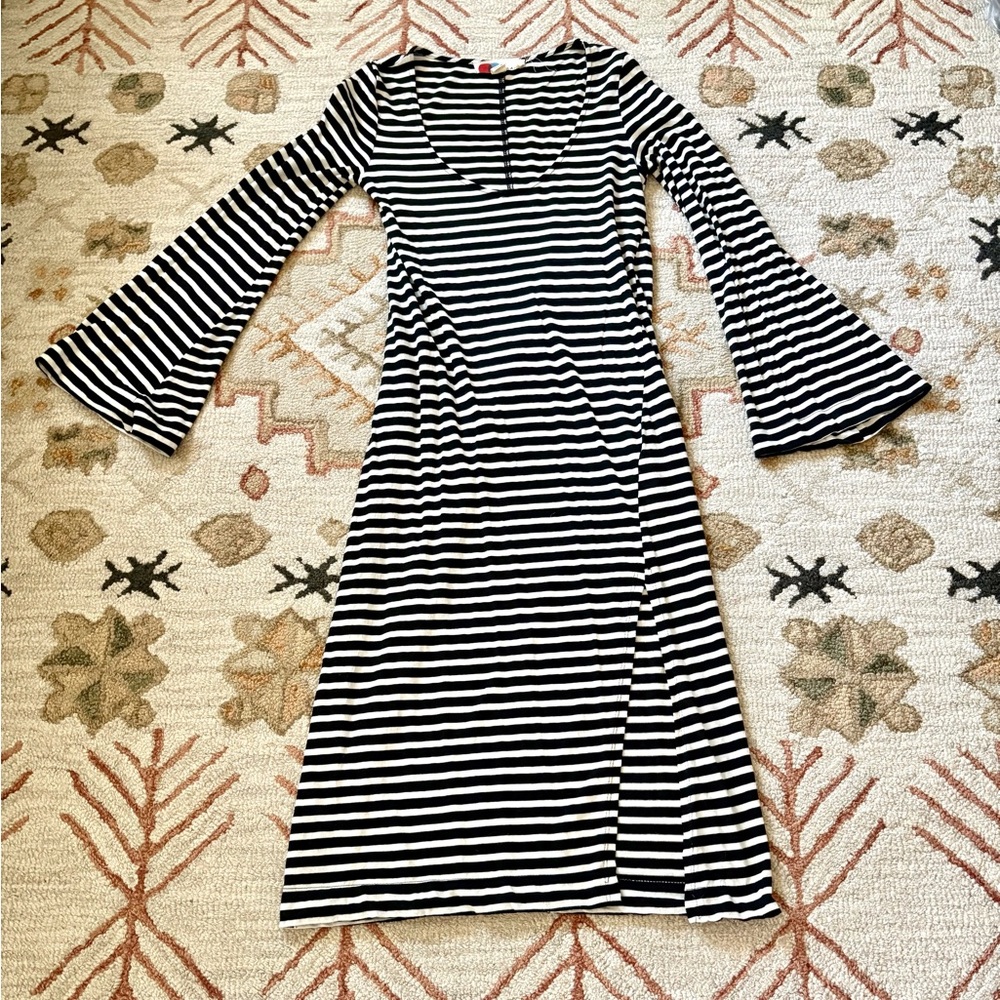 Free People Small Striped Black and White Bell Sleeve Dress